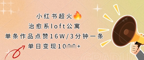 小红书超火的治愈系loft公寓，单条作品点赞16W，3分钟一条，单日变现数张-亮剑学堂